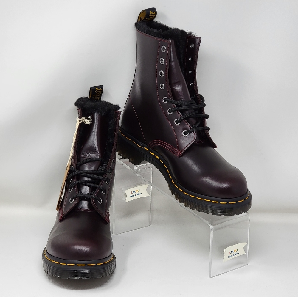 Dr. Martens 1460 Serena Oxblood Atlas Faux Fur Lined Boots Women Size 9 NEW